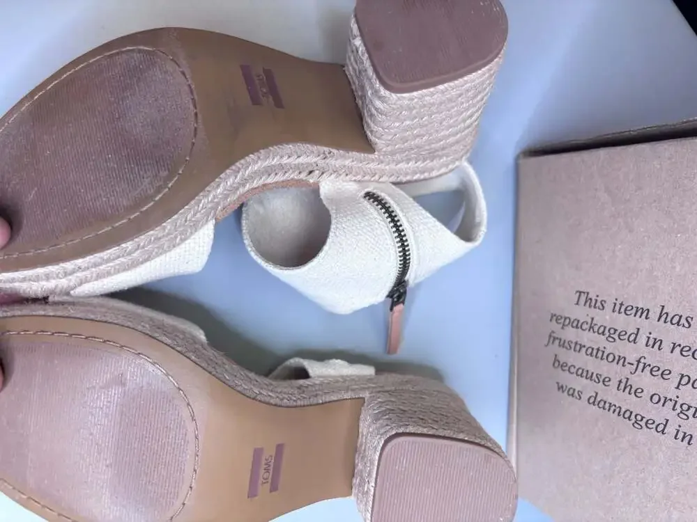 TOMS Majorca Natural Canvas Espadrille Platform Sandals size 8